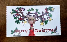 Vintage Suzy's Zoo Christmas Reindeer sticker, Suzy's Zoo sticker 9603