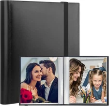 Photo Album 6x8 Photos, Book Holds 64 Pictures, Art Black 