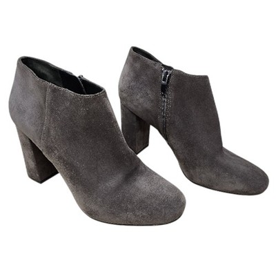Via Spiga Ankle Boots Womens 7M Gray Suede Block Heel Side Zip Vero Cuoio 3.5''