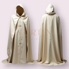 Men's Elegant Hooded Lambskin Leather Cloak- Gothic Style Cloak