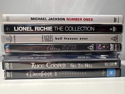 Music DVDs 7 Discs Ozzy Alice Cooper Bryan Adams Celine Dion Eagles Lionel