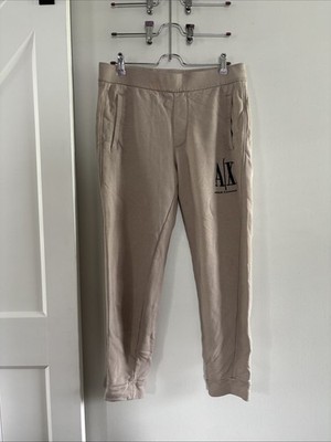Armani Exchange Icon Period Sweatpants Mens Medium Tan Beige Logo Joggers French