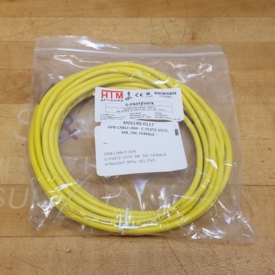 HTM Sensors C-FS3TZV075 Cordset, 3 Pin Female To Bare Wire, M8, 5 Meters - NEW