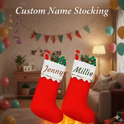 Luxury Red Personalised Name Stocking Hanging Decor Custom Gift Home UK