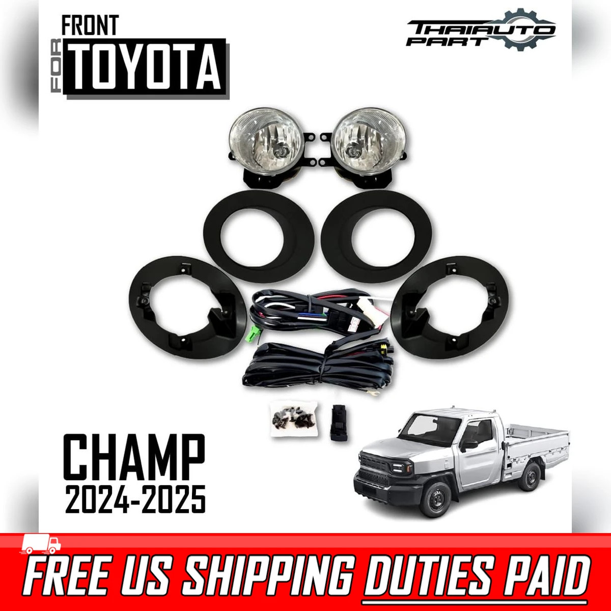 For Toyota Hilux Champ 2024-2025 Set Fog Lamp Spot Light Halogen