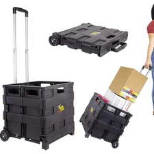 Portable Collapsible Handcart with Wheels Heavy Duty Utility Trolley for Office