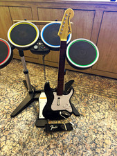Rock Band 3 Xbox 360 wireless drums and guitar - everything works - Rare