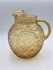 Vintage Anchor Hocking Lido Milano Crinkle Amber Honey Amber Ball Glass Pitcher