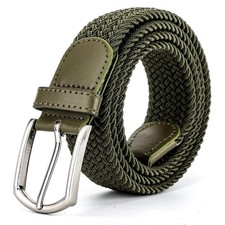 New Green Elastic Fabric Braided Belt,Enduring Stretch Woven Belt for Men/Women