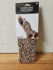 Leopard Print Fingerless Gloves Women Men Theatrical Play Halloween Costume NEW