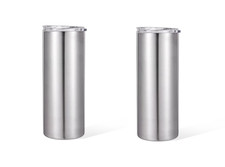 25 fl oz Double Wall Stainless Steel Slim Tumbler, Slider lid pack of 2