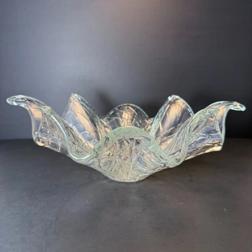 Vintage Antica Cristalleria Italiana Luster Murano Art Glass Bowl Iridescent