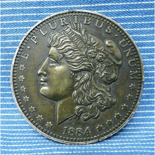 1884 US Liberty Dollar Belt Buckle Coin Novelty Vintage 70s .CVB893