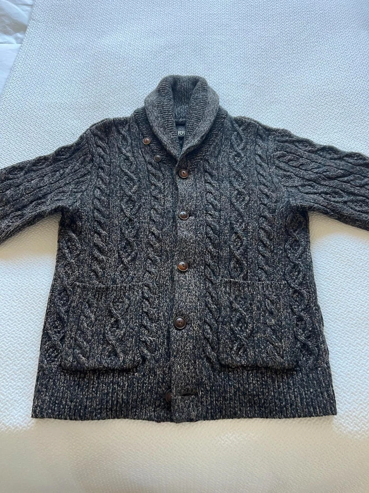 ChatGPT dijo: Cárdigan tejido cuello chal RRL by Ralph Lauren Aran - Mediu para hombre Foto 2 de 4