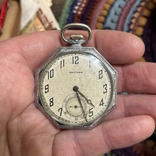 1922 Art Deco Waltham Octagonal 12s 1894 Model Grade 210 Pocket Watch Working