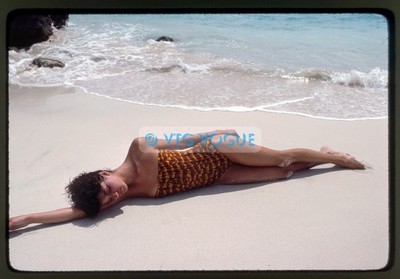 Model JANICE DICKINSON Sunburn & Sandy 1981 Original Malinowski 35mm Slide A28