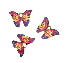 10 Bright Colorful Butterfly Butterflies 20x15mm Bead Drop Charms Pendants