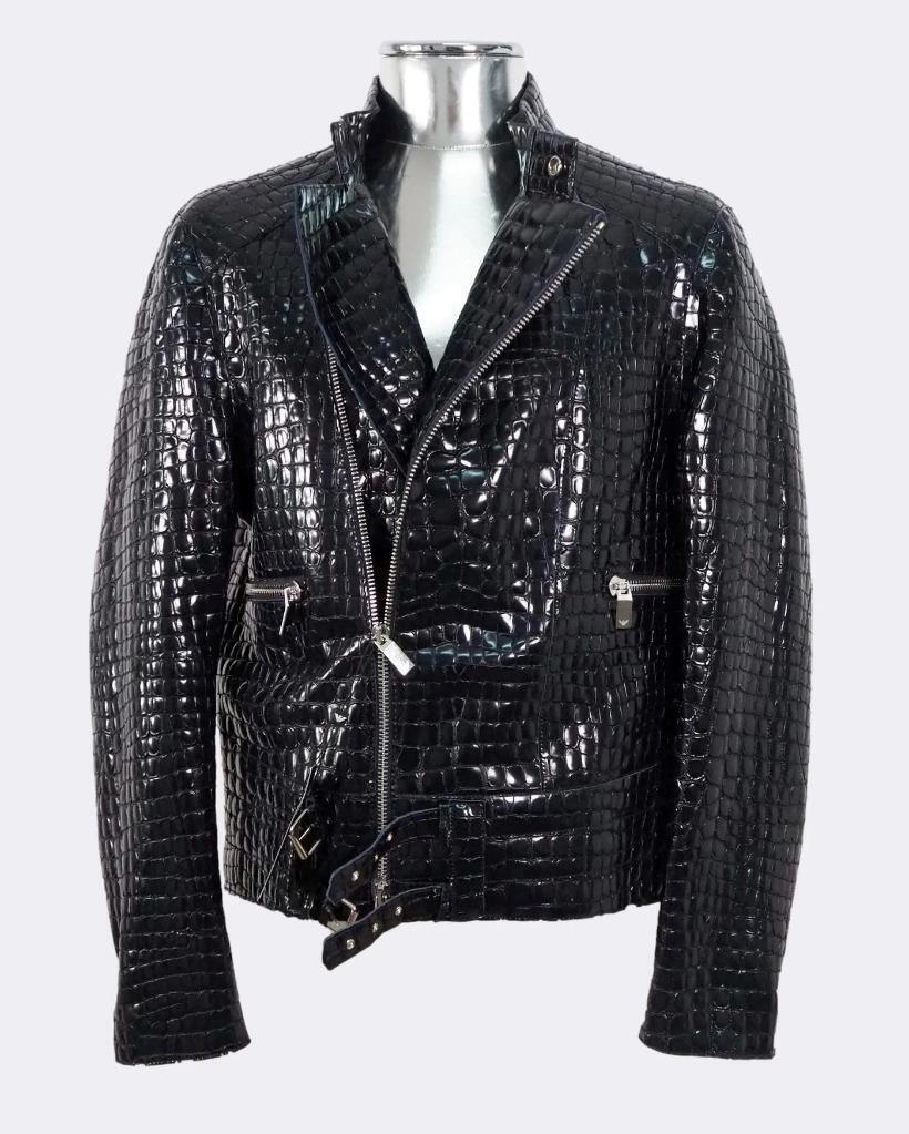 Emporio Armani Patent Crocodile Embossed Leather Biker Jacket EU48 Medium £2890 | eBay Emporio Armani Patent Crocodile Embossed Leather Biker Jacket EU48 Medium £2890 | eBay
