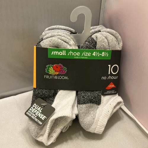 Fruit of the Loom Socks Boys Size 4.5-8.5 No Show White 10-Pack - Picture 7 of 12