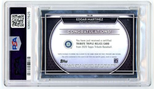 Edgar Martínez 2020 Topps Tribute #TTR-EM/150 PSA 8 casi nuevo-como nuevo triple reliquias - Imagen 2 de 6