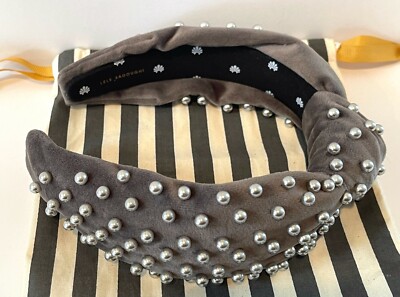 LELE SADOUGHI GRAY GREY KNOTTED HEADBAND VELVET EMBELLISHED  display picture 1
