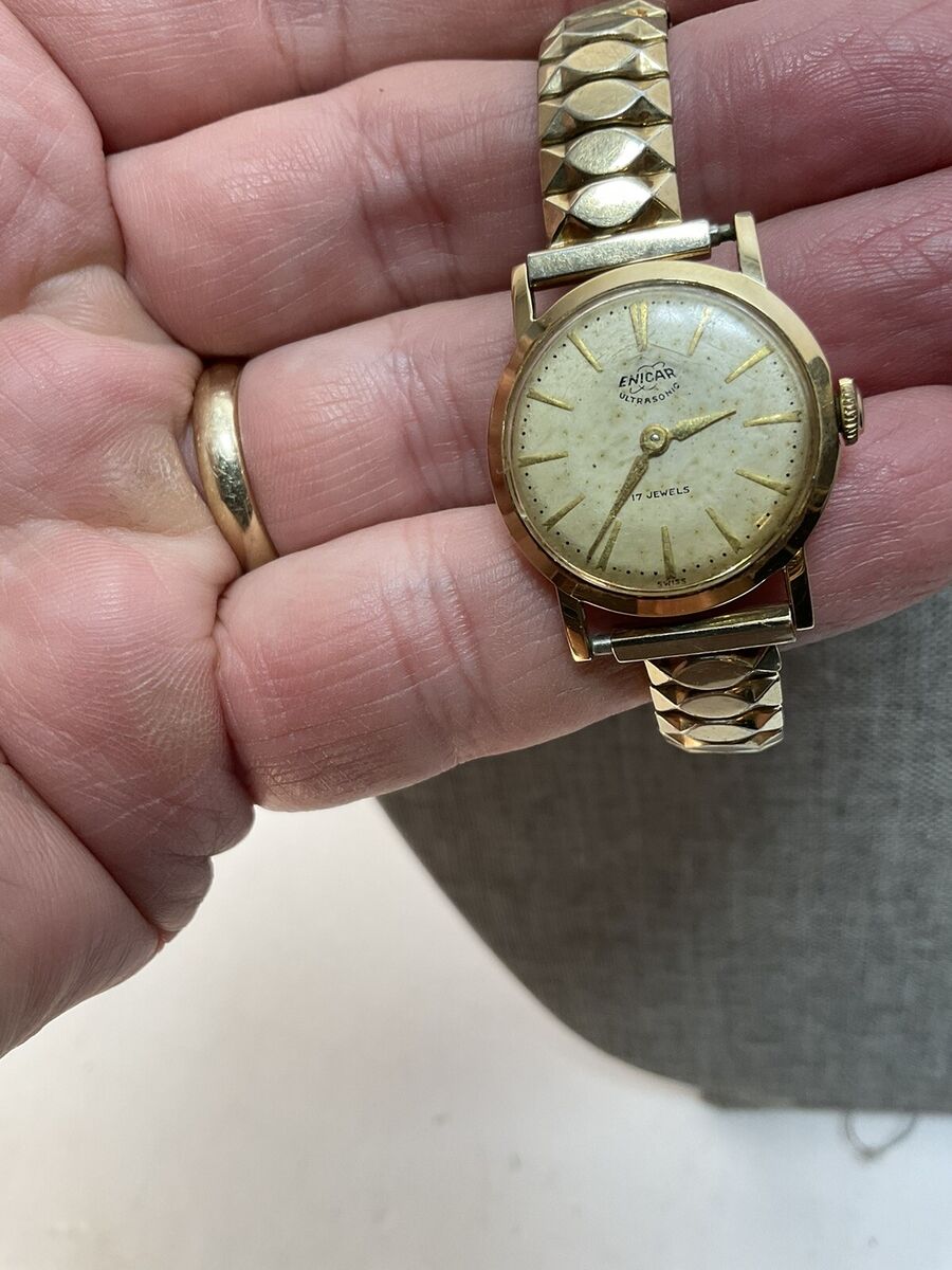 Vintage 1960's 17 Jewel Enicar Ladies Swiss Watch Gold Vintage 1960's 17 Jewel Enicar Ladies Swiss Watch Gold