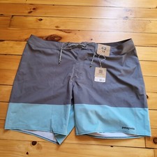 Patagonia Mens Hydropeak Boardshorts 42 Gray Color Block Drawstring Swim Surf