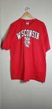 Wisconsin Badgers NCAA Cotton Red Tee Shirt Size L