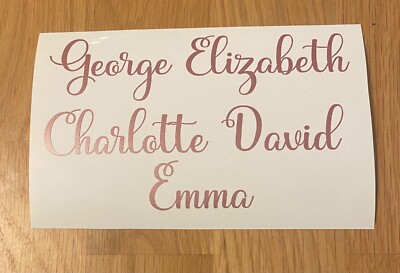 ROSÉGOLD MATT Vinyl Aufkleber x10 Abziehbild Weinglas Henne Hochzeit personalisiert #05