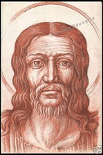 DISEGNO ORIGINALE SANGUIGNA 1900 VOLTO GESU' CRISTO