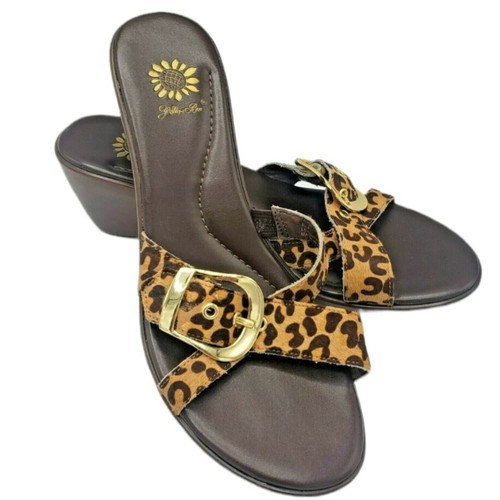 yellow box leopard print flip flops