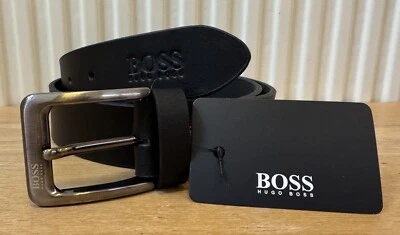 Hugo Boss Black Leather Belt With Metal Buckle 34”36”38”40”42”44”