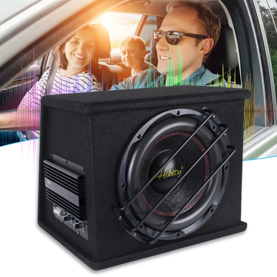 Hikity 5800 Watt 30cm 12" Aktiv Subwoofer Kofferraum Bassreflex Auto + Kabelset - Bild 2 von 4