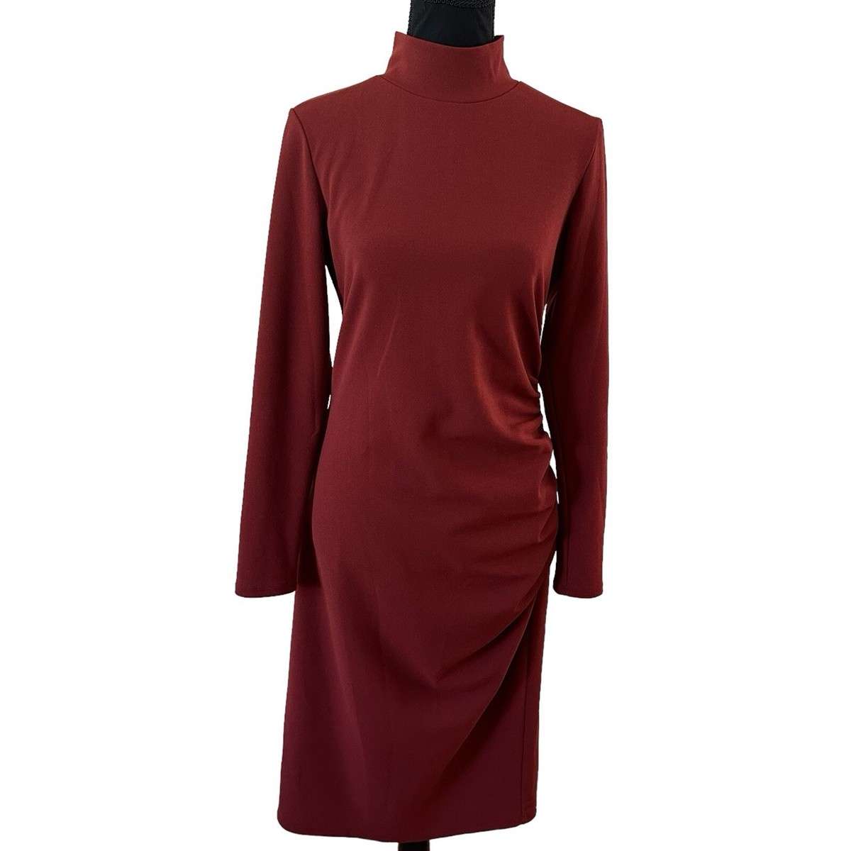 Chelsea 28 Women's Mock-neck Long Sleeves Midi Dress Burnt Orange Size S |  eBay