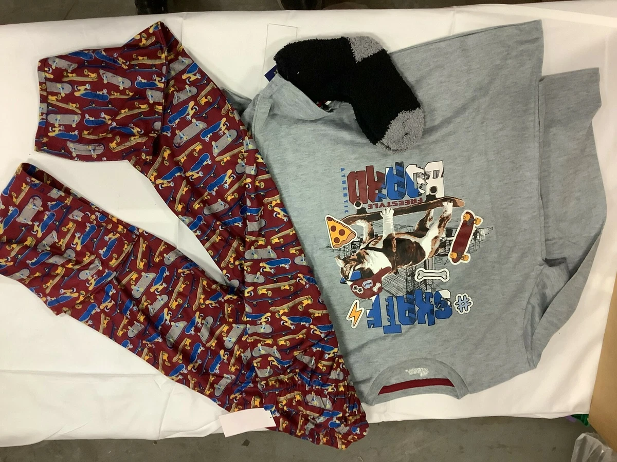 Size M (8/10) Sleep On It Kids Skateboard Boys Pajamas Shirt Pants Socks  NWT