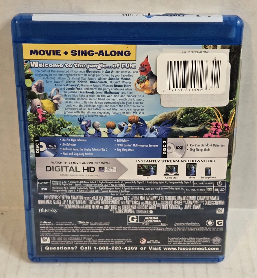 Rio 2 “Sing Along Edition” Blu Ray + DVD - Image 2 of 3