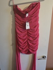 Zara Barbie Mattel Draped Short Dress Pink Size  large 
