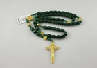 Medjugorje St Benedict GREEN Wooden Beads Catholic Rosary Handmade