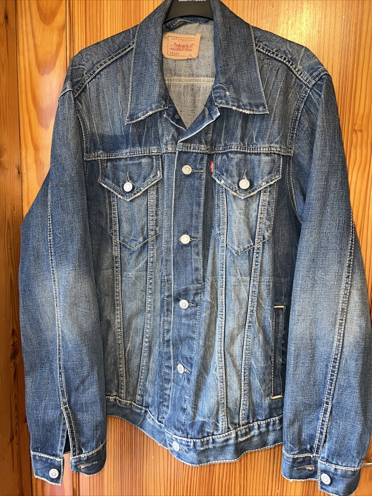 LEVIS Mens Denim Jacket Classic Cotton Button Up Jacket Blue 72550 Size Large