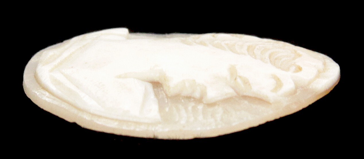 Antique Vintage Hand Carved Italian Shell Cameo Portrait Woman Italy Brooch Pin
