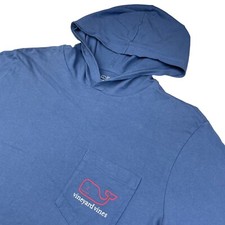 Vineyard Vines Men's 100 Cotton Lightweight Pullover Pocket Hoodie Blue   SMALL