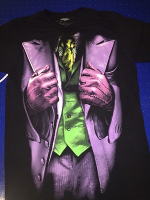 DC Comics The Dark Knight Movie Joker Suit Black Cotton T Shirt 