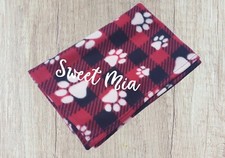 Personalized Embroidered Red Fleece Pet Bl Cat or Dog 29" x 35"