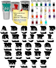 Vinyl Decal Sticker YETI Split Initial Monogram Wine Tumbler Cup Personalized 