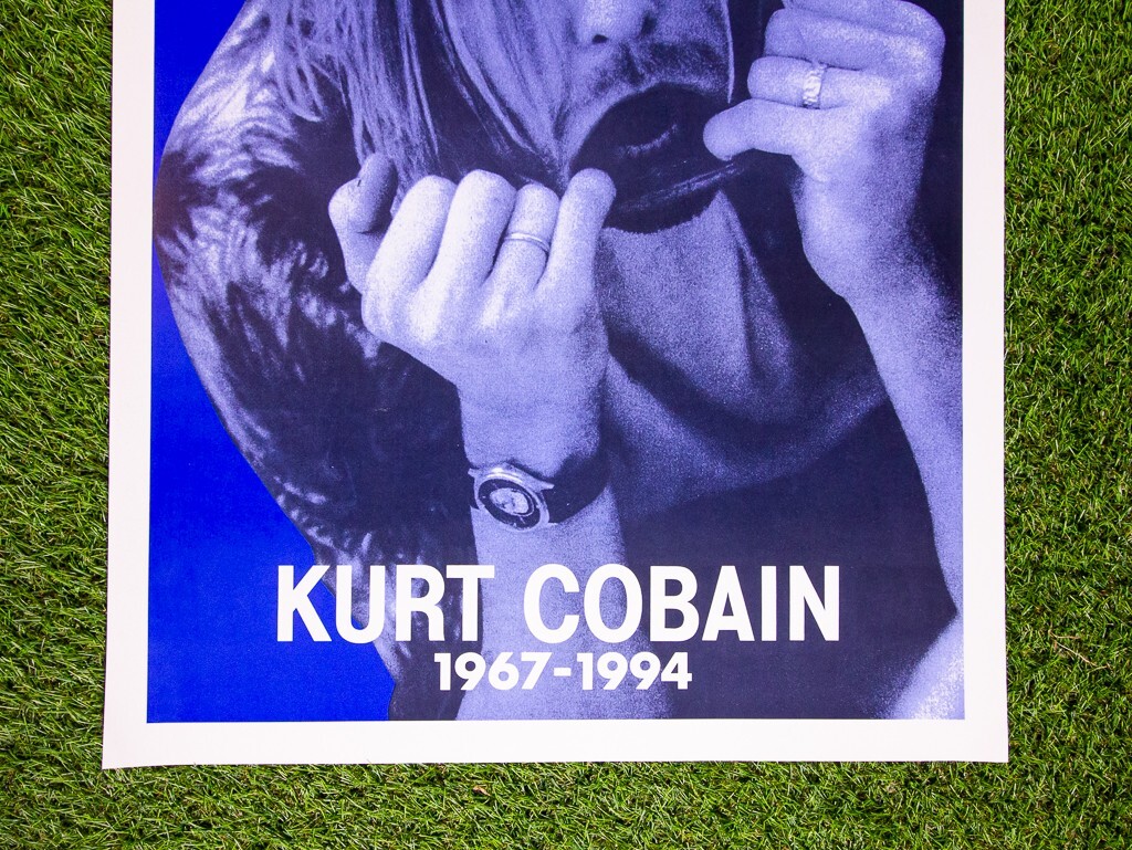 Kurt Cobain Rare Blue Poster Vintage 1995 (1967-1994) Funky