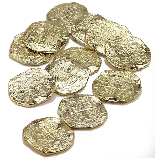 12 Gold Pirate Doubloons Coins Pieces of Eight Treasure Costume Props for sale online | eBay