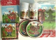 LUM BEAR JACK Lumberjack Moose Birthday Party Supply Set Pack Kit w/ Loot Bags