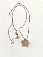 925 AU Sterling Silver Rose Gold Plated Flower Necklace 18 Marked Tested