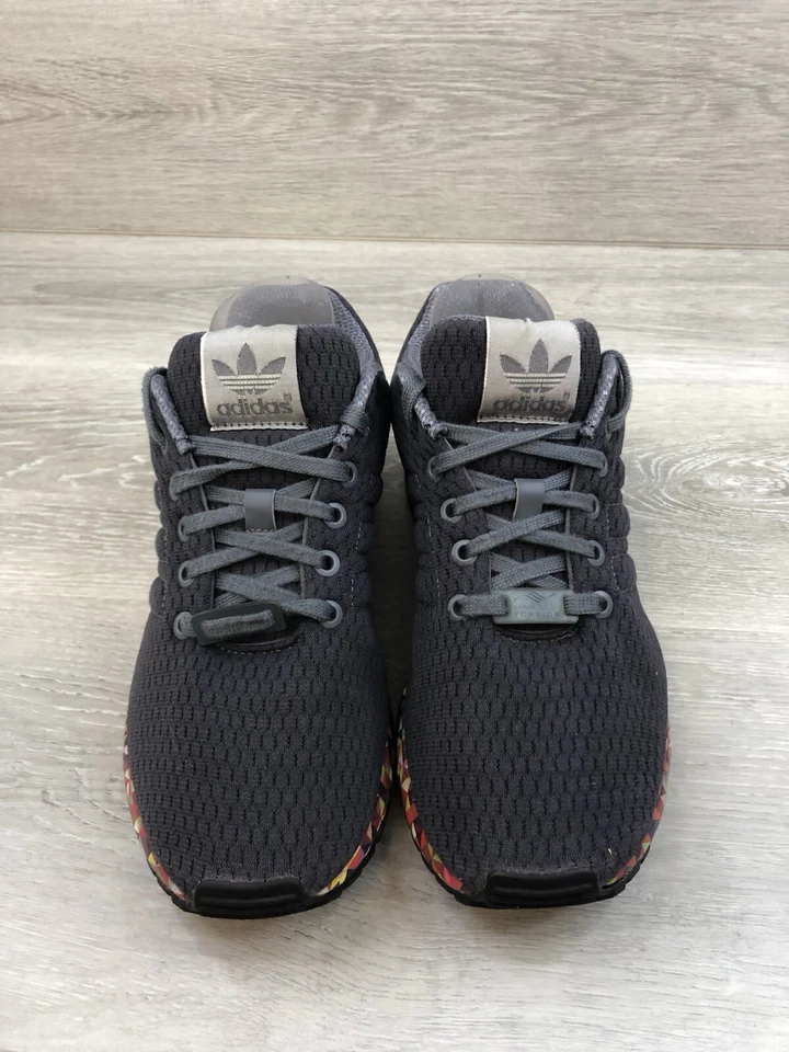 Adidas ZX Flux Womens Black Geometric Knit Mesh Gray 8.5 Athletic AF6384 Lace Up - Image 4 of 4