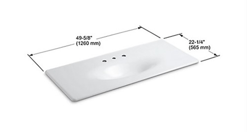 Kohler K-3053-8-0 Single Bowl One-Piece Vanity Top Bathroom Sink White - Picture 2 of 9